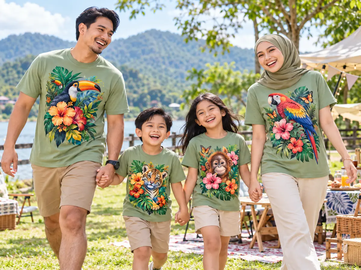 Custom DTF printed family event shirts